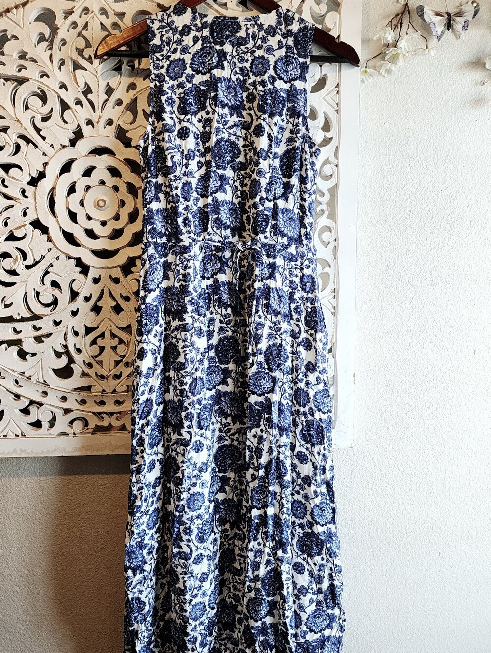 LOS ANGELES ATELIER & OTHER STORIES BLUE FLORAL MIDI DRESS SLEEVELESS SIZE 2 - Picture 15 of 16